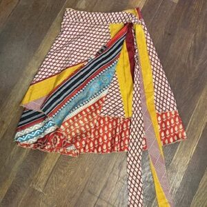 Handmade Silk Sari Wrap Skirt - Reversible