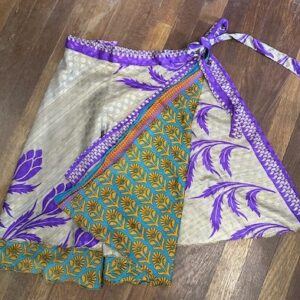 Handmade Silk Sari Wrap Skirt - Reversible