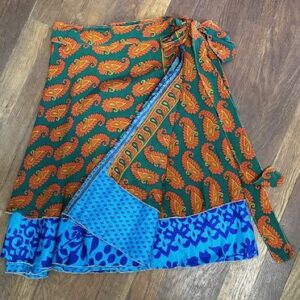 Handmade Silk Sari Wrap Skirt - Reversible