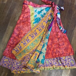 Handmade Silk Sari Wrap Skirt - Reversible