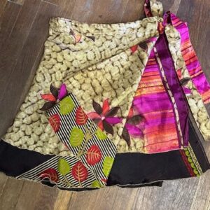 Handmade Silk Sari Wrap Skirt - Reversible