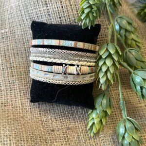 Bracelet - Leather Wrap Bracelet Cream & Tan