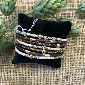 Bracelet - Colorful Leather Multilayer Wrap with Magnetic Clasp