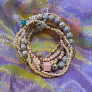 Bracelet - Bohemian Stackable Beaded Set - peach