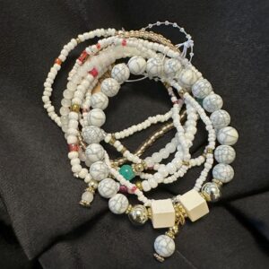 Bracelet - Bohemian Stackable Beaded Set - white