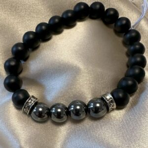 Bracelet - black bead & Hematite