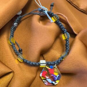 LB - orange bead black rope bracelet