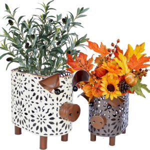 Farmhouse Metal Pig Storage Basket - Set of 2