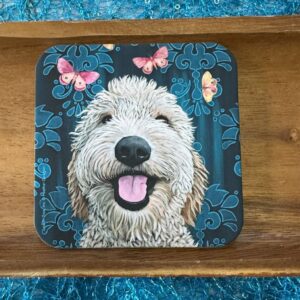 Coaster - Dog & Butterflies